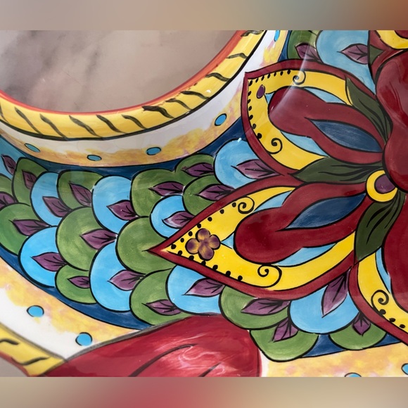 Vintage Tabletops Gallery Messino Fish Platter Chip and Dip HAND PAINTED 15”x10” - Picture 5 of 8